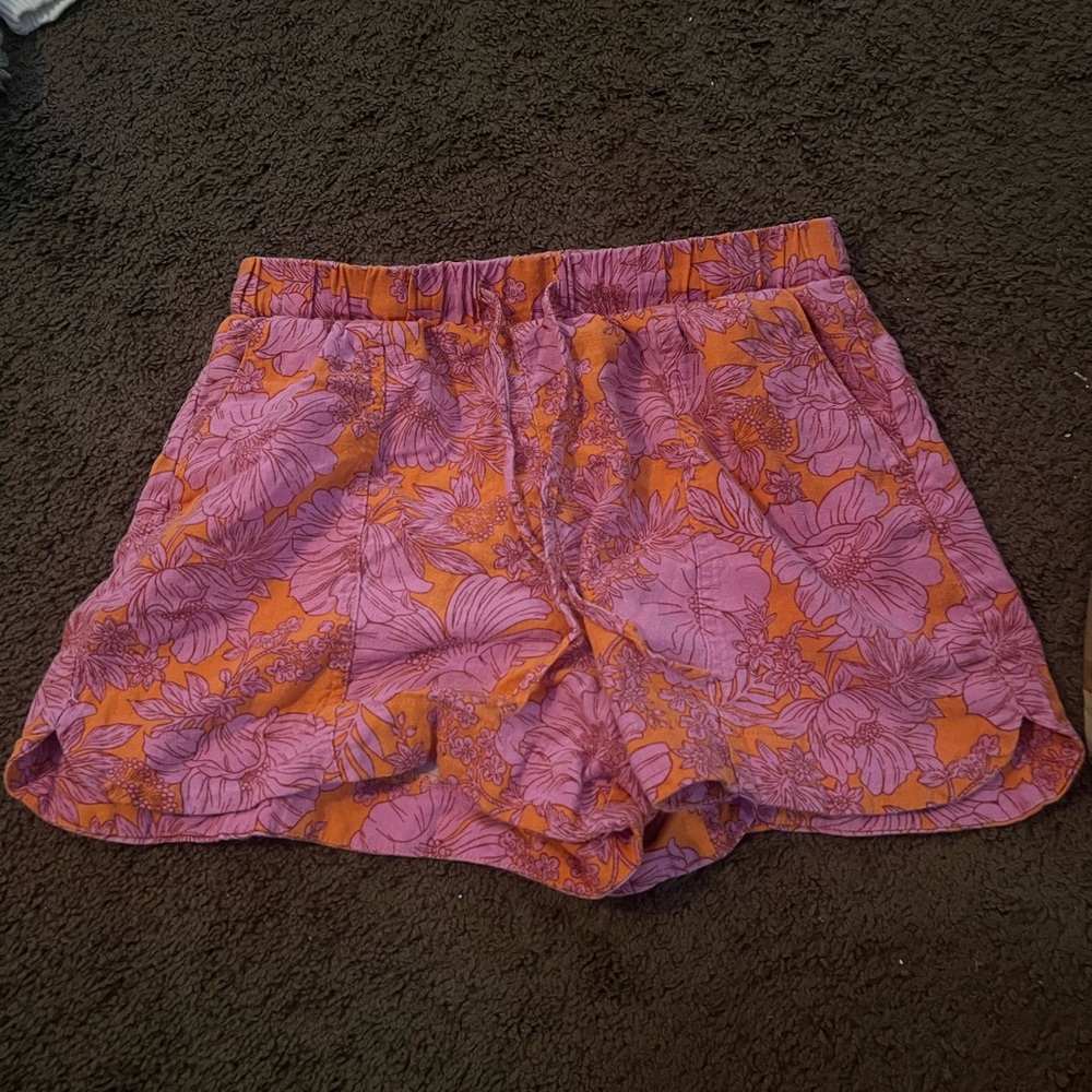 Universal Thread Pink and Orange Floral High Waist Shorts